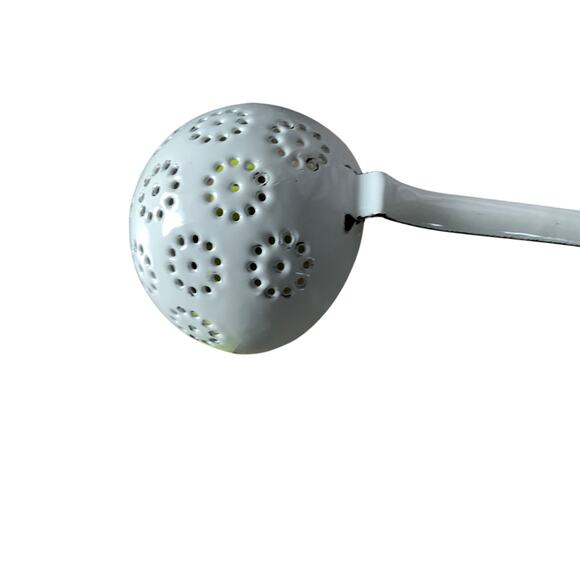 Rustic Look Enamel Skimmer Slotted Spoon Scoop / Hang Handle - Picture 6 of 7